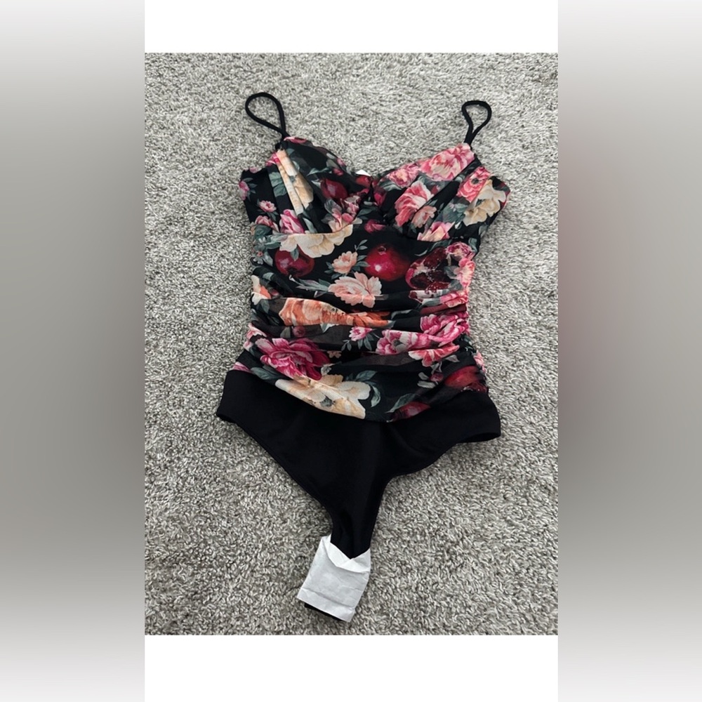 Express Floral Ruched Bodysuit
